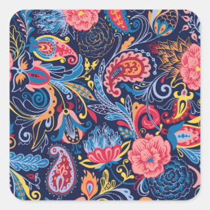 Sticker Carré Conception Motif vintage Paisley sans faille