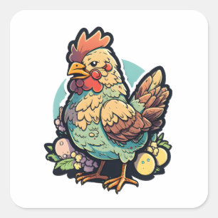 Sticker Carré Concessionnaires locaux d'oeufs Agriculteurs Amour