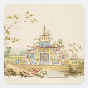Sticker Carré Concevez pour un temple chinois, c.1810 (stylo et