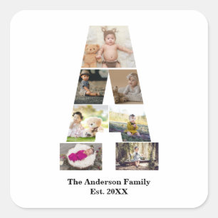 Sticker Carré Concevez votre propre lettre Un collage photo