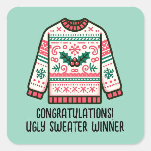 Sticker Carré Concours de jeu pour le gagnant du pull de Noël la