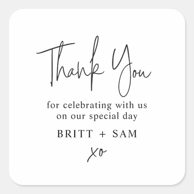 Sticker Carré Concours De Mariage Moderne Favoriser Script Conçu (Devant)