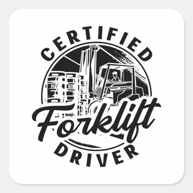 Sticker Carré Conducteur de chariot élévateur certifié Conducteu (Devant)
