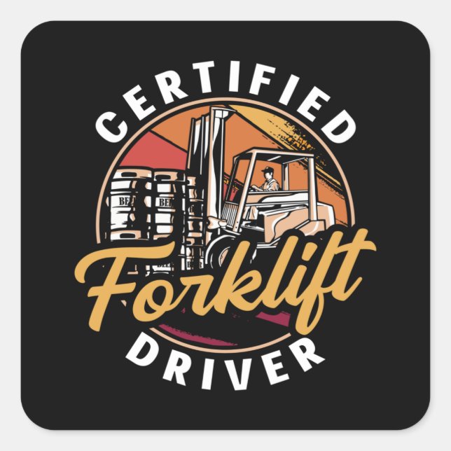 Sticker Carré Conducteur de chariots élévateurs Certifié Camion (Devant)