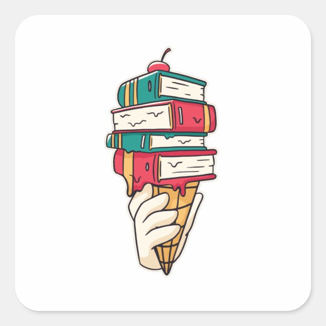 Sticker Carré Cone de glace savoureux pour le design Geeks (Devant)