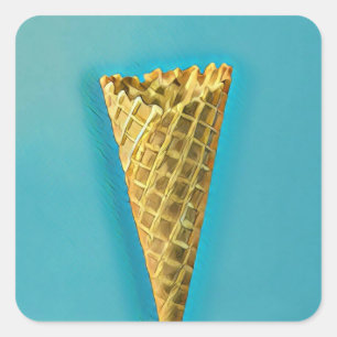 Sticker Carré Cône gaufre pour les amateurs de glaces