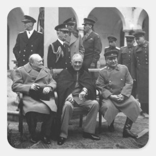 Sticker Carré Conférence de Yalta Roosevelt Staline Churchill 1