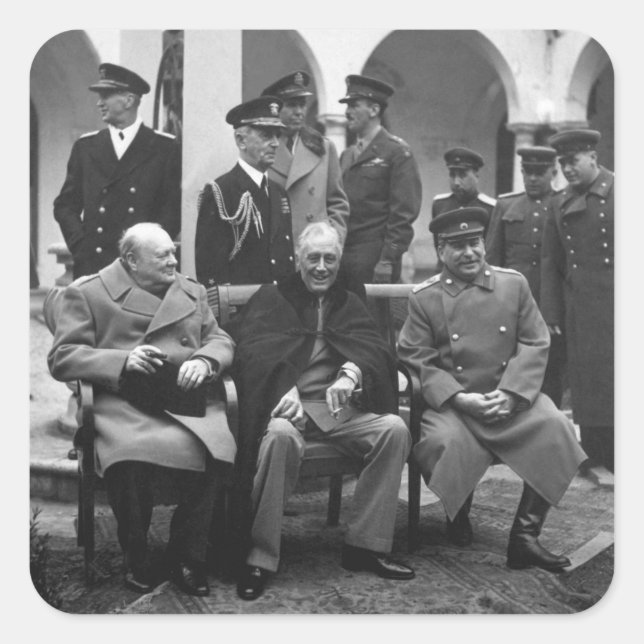 Sticker Carré Conférence de Yalta Roosevelt Staline Churchill 19 (Devant)