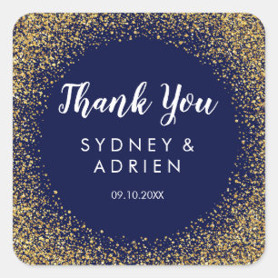 Sticker Carré Confetti d'or   Le Mariage de la Marine Merci Favo