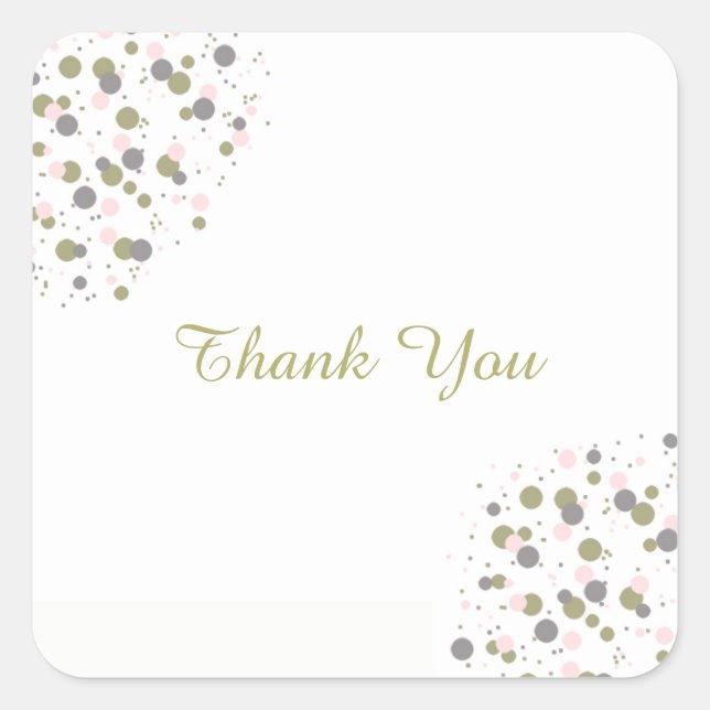 Sticker Carré Confetti Gold Blush Dot Merci (Devant)