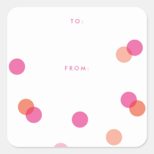 Sticker Carré Confetti rose coloré   Cadeau