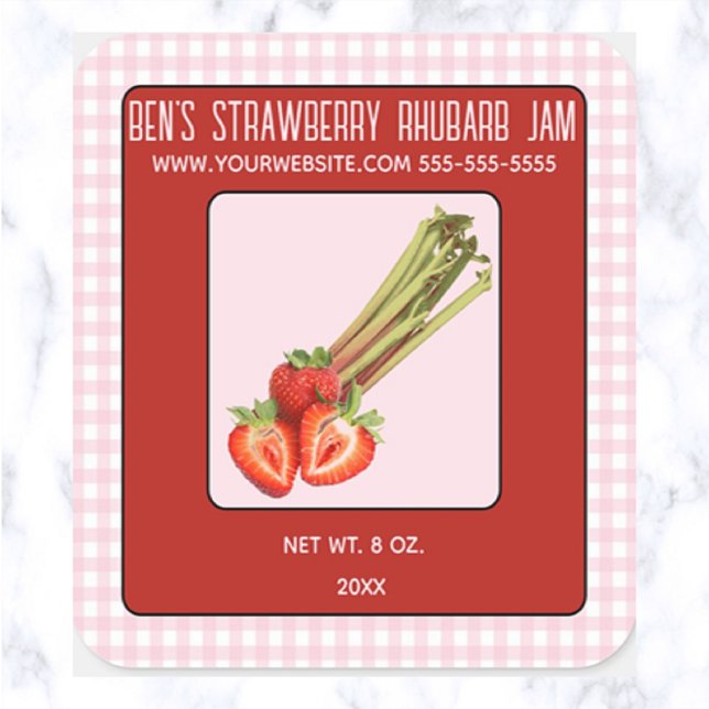 Sticker Carré Confiture de fraises à fraises modifiable (Créateur téléchargé)