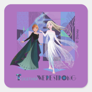 Sticker Carré Congelé 2   Anna & Elsa - Ensemble Nous sommes for