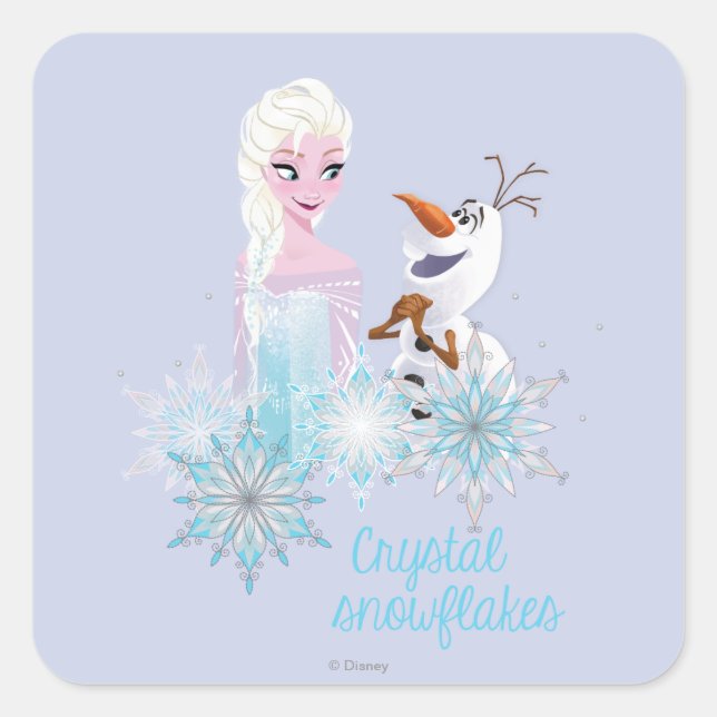 Sticker Carré congelé| Elsa et Olaf (Devant)