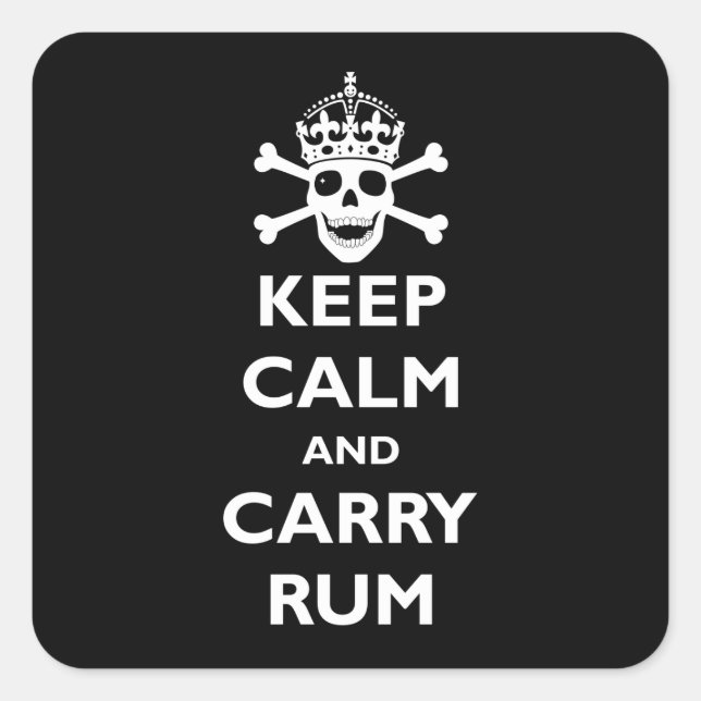 Sticker Carré Conserver le calme et porter le rhum (Devant)