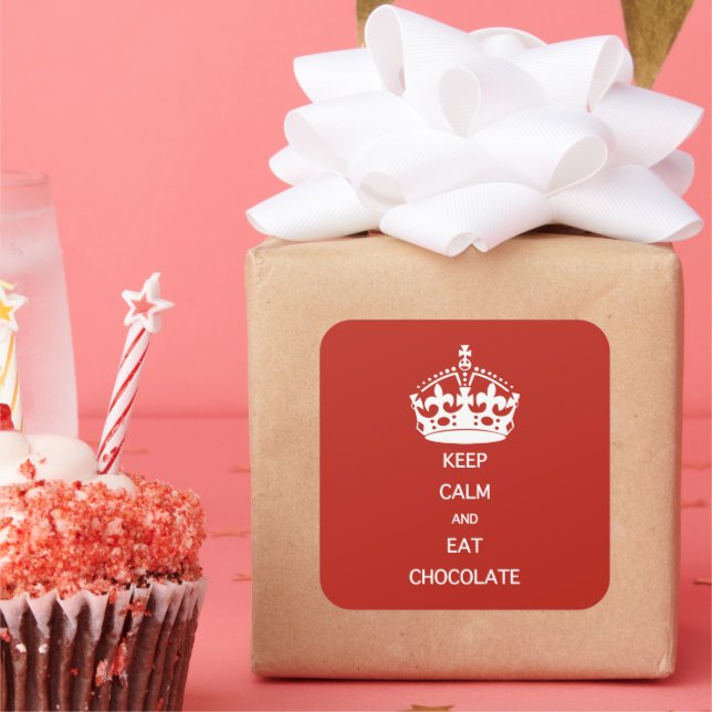 STICKER CARRÉ CONSERVEZ LE CHOCOLAT DE MANGE CALME (Fête)