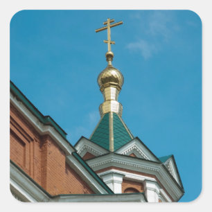 Sticker Carré Construction de l'église russe avec une croix d'or