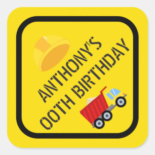 Sticker Carré Construction Thématique Anniversaire Fête n'import
