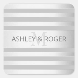 Sticker Carré Contemporain Faux Argent Ombre Gris