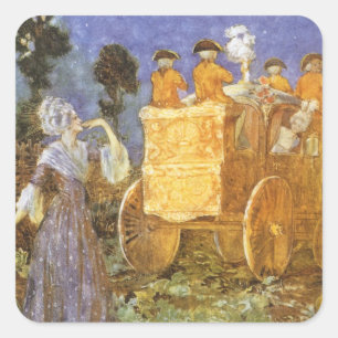 Sticker Carré Contes de fées vintage Cendrillon et la fée marrai