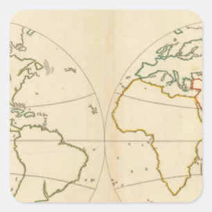 Sticker Carré Contour de carte du monde