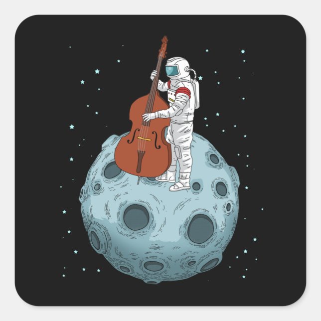 Sticker Carré Contrabass Jazz Musique haut de la basse double ba (Devant)