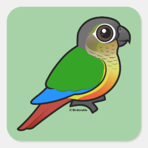 Sticker Carré Conure à côté jaune Birdorable