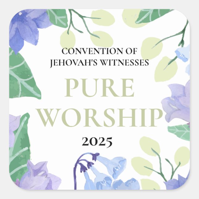 Sticker Carré Convention JW 2025 pur culte bleu floral design (Devant)