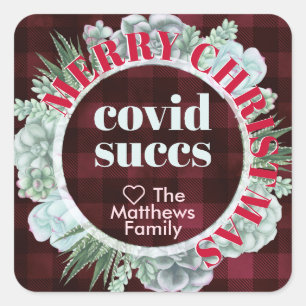 Sticker Carré Convid Succs Pun pour le Humour des Fêtes Personna