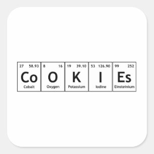 Sticker Carré CoOKIE Chimie Tableau périodique Mots éléments