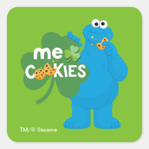 Sticker Carré Cookie Monster   Amour shamrock