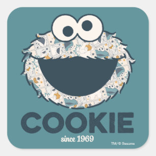 Sticker Carré Cookie Monster Cookie depuis 1969