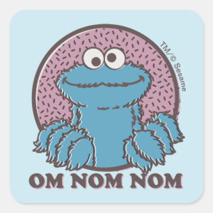 Sticker Carré Cookie Monster   Om Nom Nom