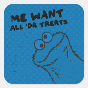 Sticker Carré Cookie Monster - Tous les 'Da Traitements!