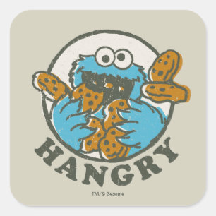Sticker Carré Cookie Monster Vintage   Affamé
