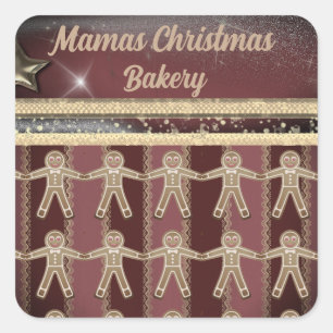 Sticker Carré Cookies en pain d'épice de Noël Personnalisés