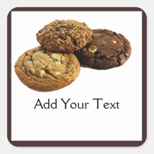 Sticker Carré Cookies et autres desserts délicieux en blanc