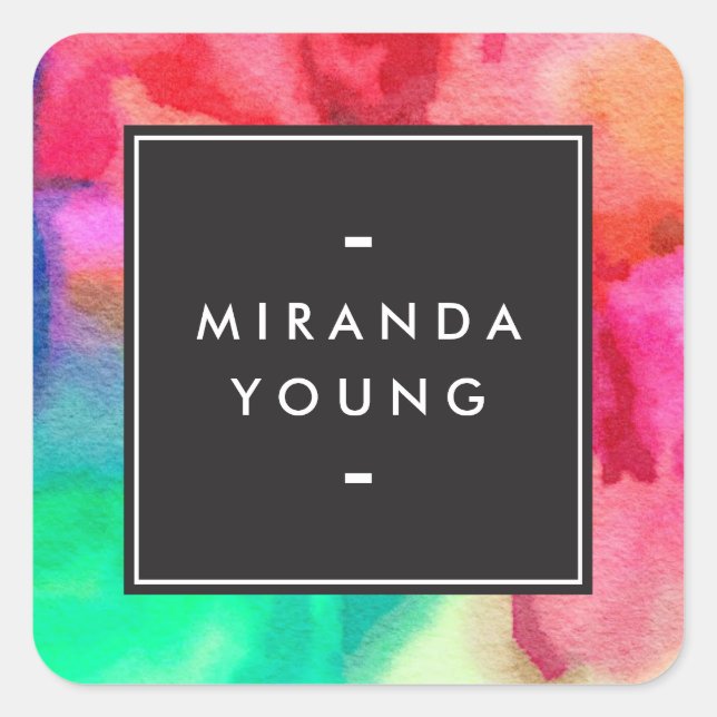 Sticker Carré Cool Abstrait multicolore Aquarelles modernes (Devant)