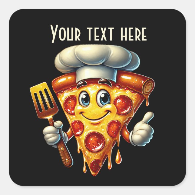 Sticker Carré Cool amateurs de pizza party ajouter du texte (Devant)