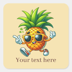 Sticker Carré Cool Ananas tropical ajouter le texte Été