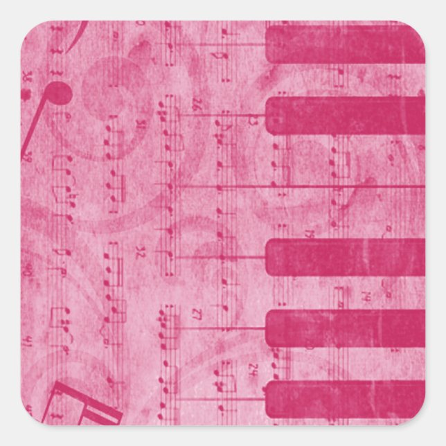 Sticker Carré Cool antique grunge, effet piano notes musicales (Devant)