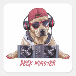 Sticker Carré Cool Beats Canine DJ