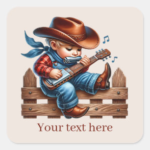 Sticker Carré Cool boys Cowboy ajouter du texte