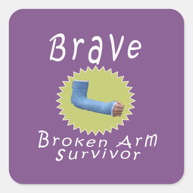 Sticker Carré Cool Brave Broken Arm Survivor Cadeau pour garçons (Devant)