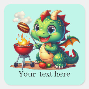 Sticker Carré Cool grillage dragon ajouter du texte