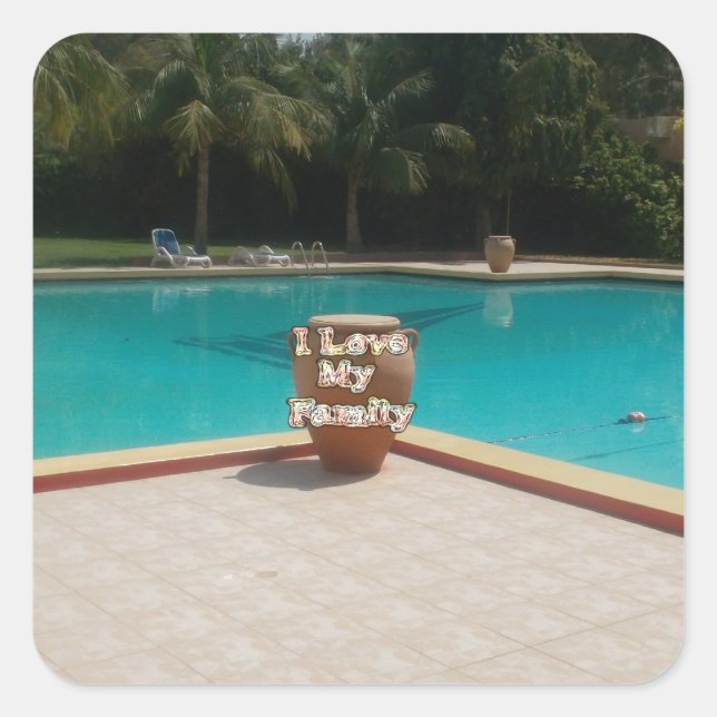 Sticker Carré Cool Hakuna Matata Pool Side I love My Family.jpg (Devant)