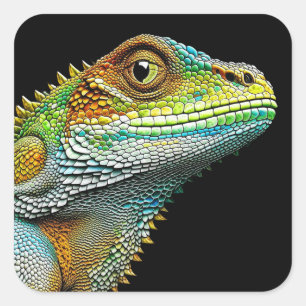 Sticker Carré Cool look Lizard AI Art
