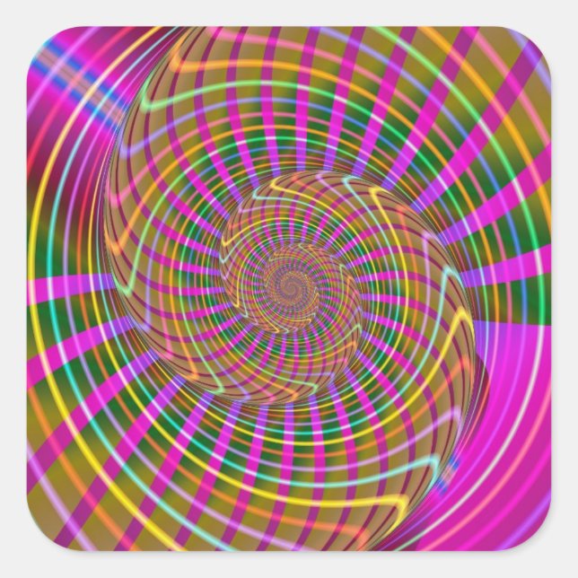 Sticker Carré Cool lumineux brillant Motif géométrique fractal g (Devant)