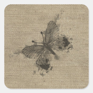 Sticker Carré Cool mignon taches gris tendance papillon vintage