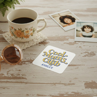 Sticker Carré Cool Moms Club Classic Motherhood Retro Text Style